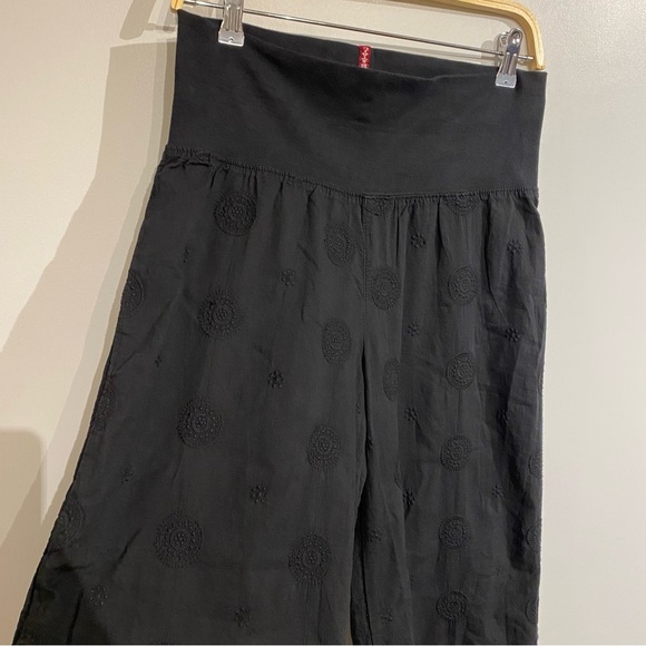 Vintage Hard Tail wide leg pants fold over waist lined 100 cotton embossed print - Picture 4 of 11